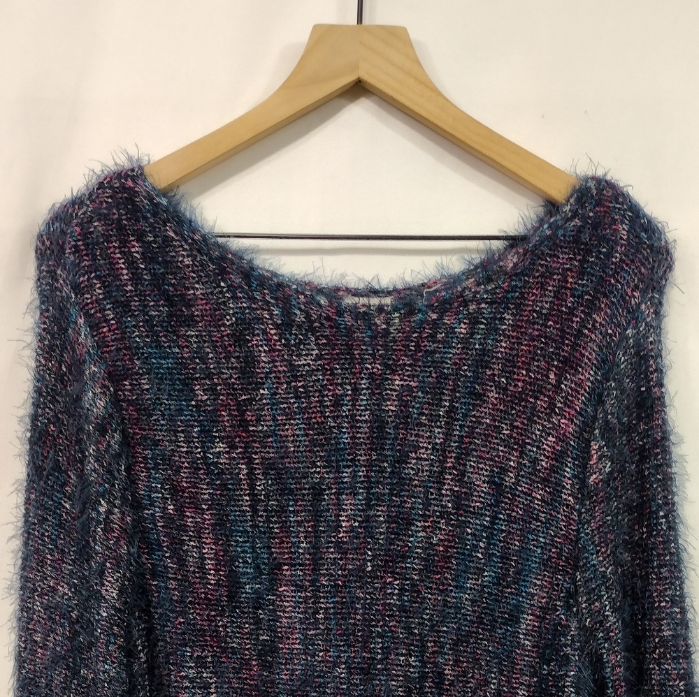 Chico's Multi-Colored Marled Eyelash Pullover Sweater Women's L Boho Retro - Picture 2 of 8